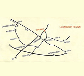 Rota de viagem para Vrindavan