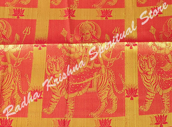 <p>Durga Mata Golden South Silk Puja Shawl</p>