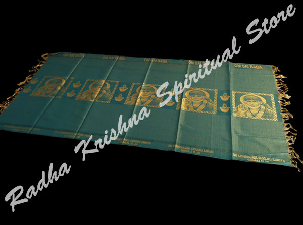 <p>Shirdi Sai Baba Golden South Silk Puja Shawl</p>