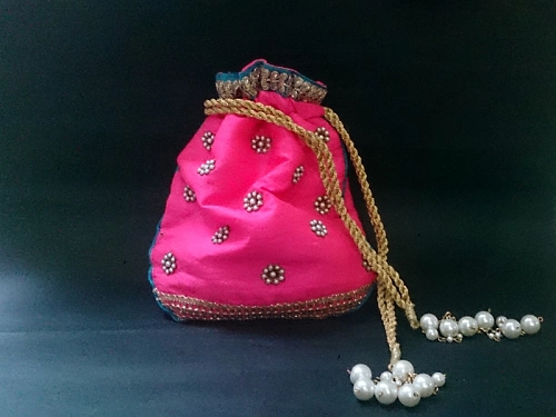 Pearly Pops Drawstring Potli Bag/Purse