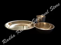 Mini Bhojan Thali Glass Bowl Prasadam Set