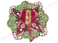 Laddu Gopal-Kleid in Strawberryfarben mit Schmetterlingsfarben