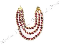 Strawberry Hues Tiger Eye Pearl Layered Deity God Necklace