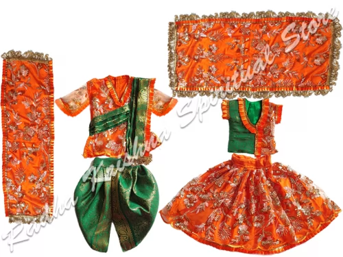 Aprikosenblüten-großes Radha Krishna-Kleid