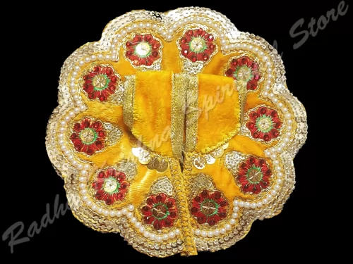 Laddu Gopal-Kleid mit Zitrusfarbenen Blüten