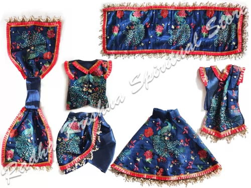 Huertos de pavo real grande Radha Krishna vestido