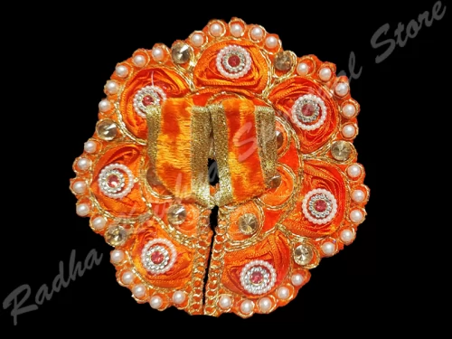 Laddu Gopal-Kleid mit Blumenmuster in der Tangerine